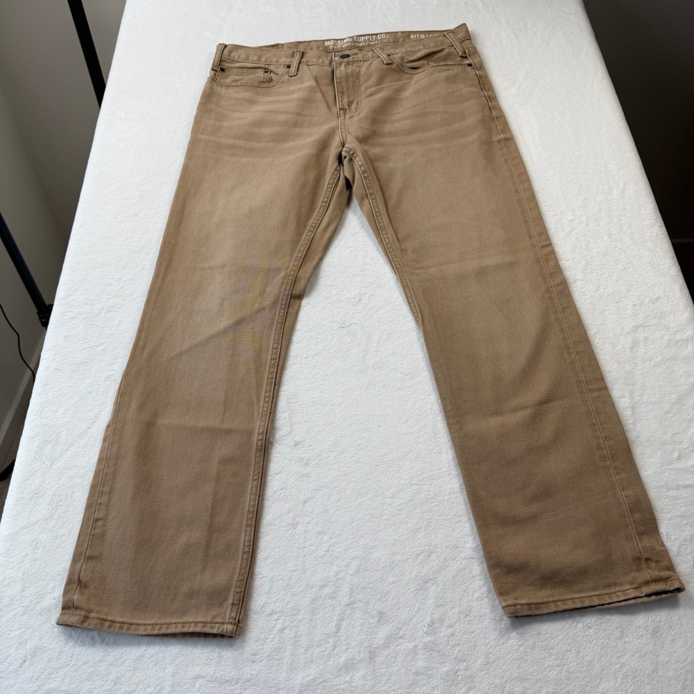 Mossimo Supply Co Slim Straight Pants Mens 36x30 Tan Good Cotton T4460